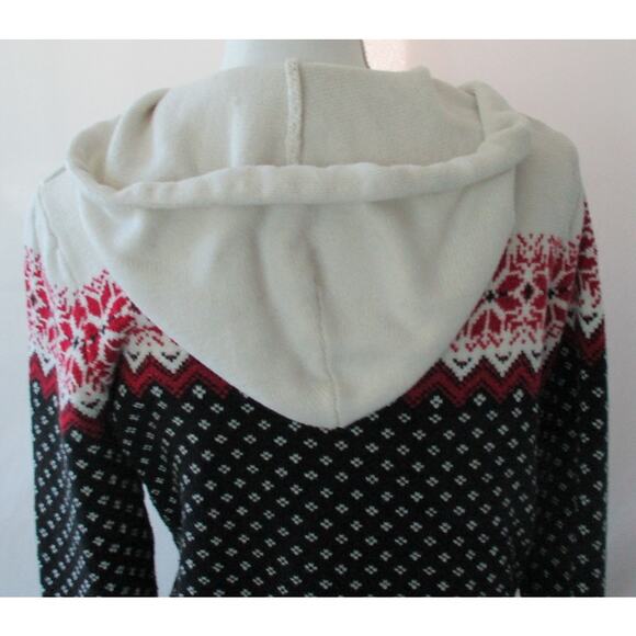 Izod Women's Long Sleeve Red, White & Blue Hooded Zip Front Sweater Size Medium - Picture 5 of 10